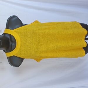 Joie Women's Halter Style Blouse Size M Yellow Sleeveless 100% Linen, semi-sheer